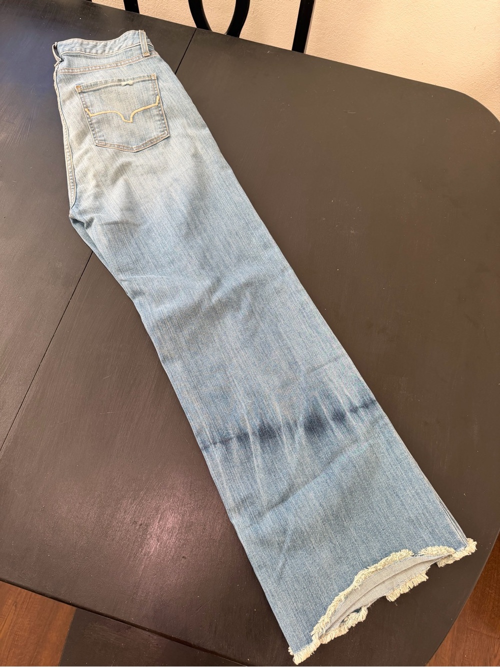 Kimes Ranch Light Blue Flare Jeans with Frayed Hem